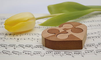 srdce, Valentýn, tulipán, milostná píseň, hudba, stupně, srdce puzzle, dřevěné srdce, hádanka, miláček, náklonnost