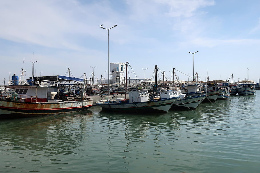 Barche, porta, mare, oceano, baia, acqua, pescherecci, porto, barca, cielo, spiaggia