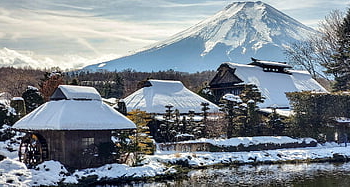 Mount Fuji, přírodní, Japonsko, zimní, sezóna, přístřeší