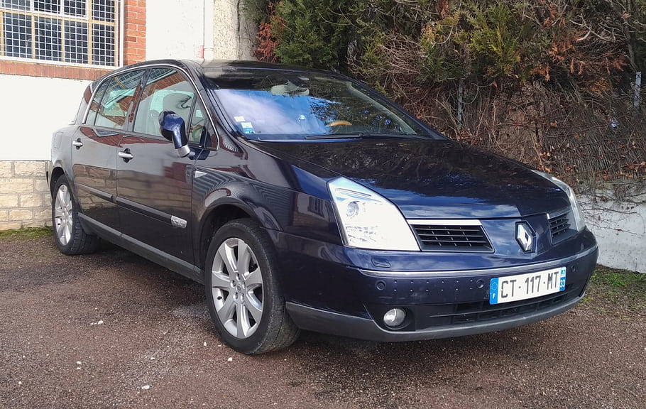 Renault, Vel Satis, car, sedan, blue, parked, outdoors, license plate, front view, wheels, windows