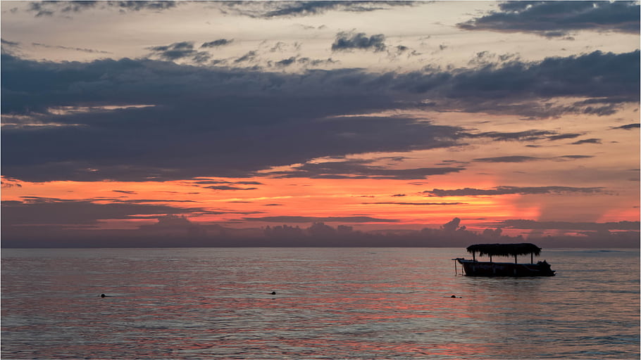 Caribbean, sunrise, Bavaro, Dominican Republic, clouds, boat, ocean, horizon, sky, morning, La Altagracia