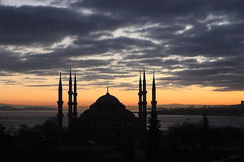 Pohled, Istanbul, cestovní ruch, soumrak, západ slunce, cestovat, město, minarety, Příroda, kupole, mešita sultán ahmet