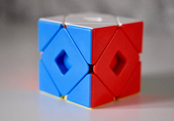 cube, rotation Game, meilong Double Skewb, geometric Shape, easy To Manipulate, handling, color Red Blue White, solitaire Game, brain Teaser, hobby