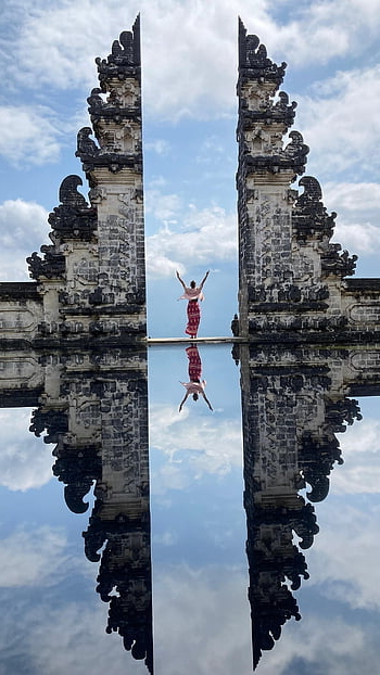 Indonésie, bali, chrám, balijská brána, candi bentar, rozdělené brány