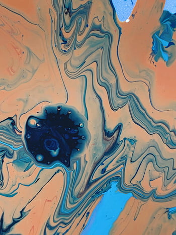 liquid abstract painting, dynamic abstract fluid, swirling blue, orange hues, intricate patterns, abstract art, fluid art, blue and orange, abstract painting, swirling patterns, dynamic fluid