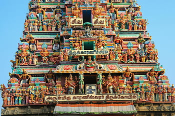 Sochy hinduistických bohů, chrámové zdi, chennai, Složitě zdobená fasáda, Barevné sochy, náboženské motivy, hinduistický chrám, Chennai Temple, architektura chrámu, indický chrám, chrám umění