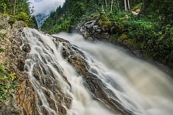 cascada, torrente, rocas, prisa, piedras, Arroyo de montaña, fluir, agua, montañas, larga exposición, naturaleza