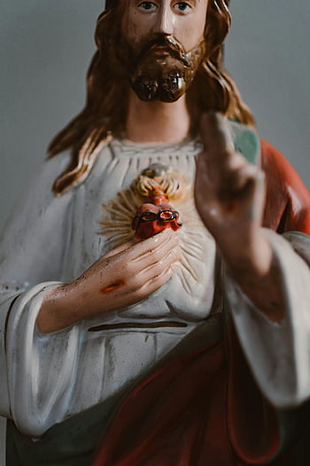 figurka Ježíše Krista, Posvátné srdce Ježíši, náboženské umění, duchovno, Vnitřní socha, Podrobný detail, socha Ježíše, duchovní postava, náboženské sochy, vnitřní náboženské umění, duchovní umění