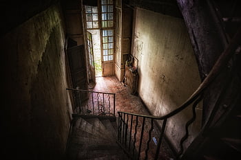 abandoned House, stairs, interior, old House, house, villa