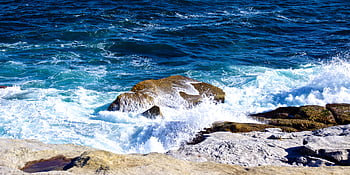 waves, crashing, rocks, coast, shore, water, tide, nature, landscape, ocean, sea