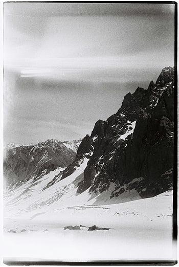 sníh, hora, almaty, Kazachstán, Černý a bílý, robustní, zasněžené, náladový, krajina, zimní, vrcholy