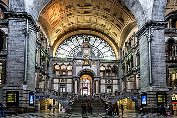 stanice, železnice, sál, Antverpy, železný kohoutek, Belgie, architektura, budova, centrální stanice, design, mezník