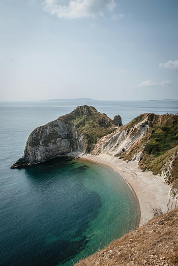 Dorset kystlinje, Stenede klipper, Klar blåt farvande, skyfri himmel, betagende udsigt, kystlandskab, natur, Seaside Beauty, dorset kyst, kystklipper, Tranquil farvande