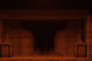 tomb, statue, guardian, fantasy, dream, dark, night, horror, cgi, blender, 3d