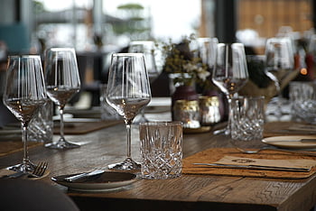 jídelní stůl, večeře, stolování, skleněné zboží, Vítejte, restaurace