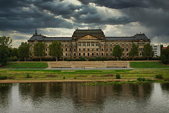 budova, řeka, architektura, město, Labe, státní ministerstvo, Ministr financí, historicky, Sasko, Drážďany, Německo