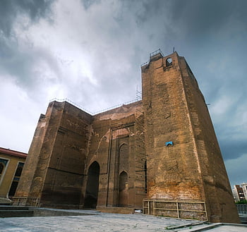 Arca din Tabriz, Fortificarea medievală, moschee, arhitectura veche, Iran, vedere unghiulară joasă, Structura falnică, site istoric, Tabriz, clădire veche, arhitectura medievala