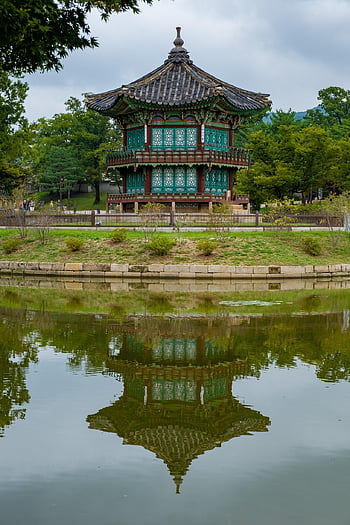 hyangwonjeong Pavilion, pond, cultural Heritage, park, gyeongbokgung Palace, seoul, korean Architecture, south Korea, palace, cultural Landmark