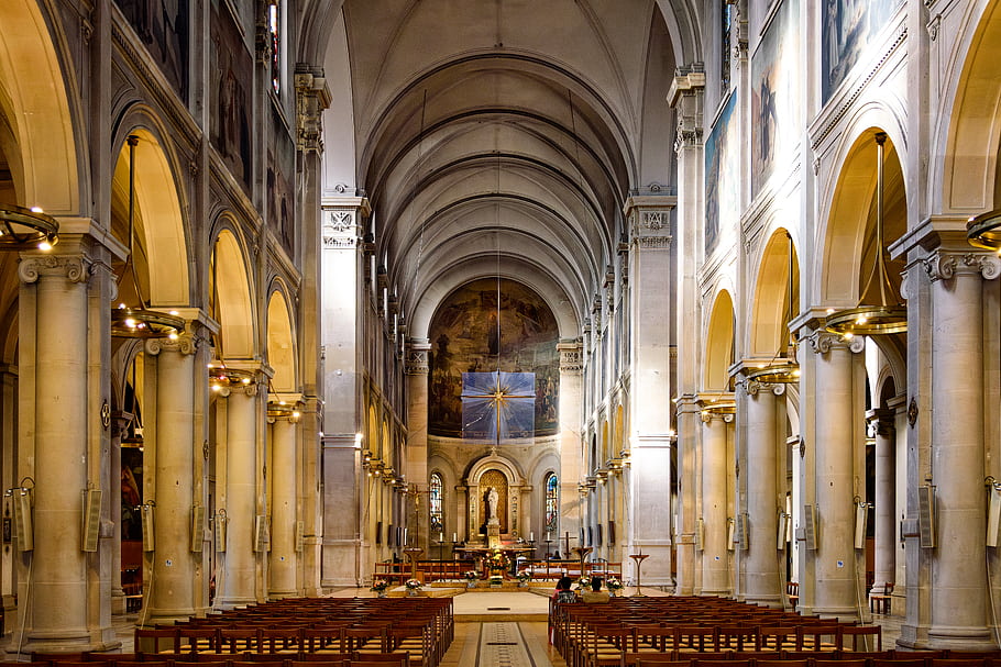 Notre Dame des Champs, Parigi, interno della chiesa, 2015, nikon d750, architettura, edificio religioso, sito storico