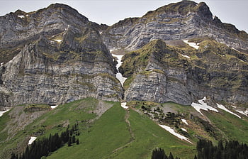 rocce, la regione di santis, schieramento, neve sciolta, alm, divario, sopra, superiore, Meglisalp, la regione dell'alpstein, lo scopo della migrazione