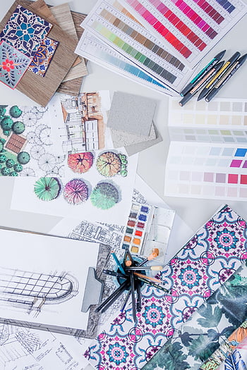 papier, szczotki, pantone, ołówki, kolorowe kredki, wzory, zabarwienie, projekt, tekstura, sztuka