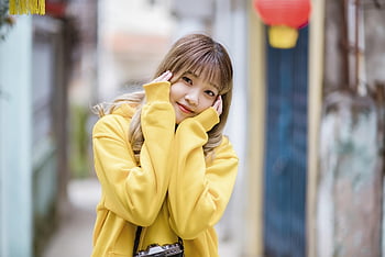 girl, yellow, fashion, nature, hair, vietnam, portrait, smile