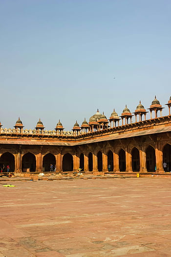 fatehpur sikri, pevnost, Indie, architektonické krásy, historické památky, světového dědictví UNESCO, starověké architektury, červený pískovec, kopule, oblouky, nádvoří