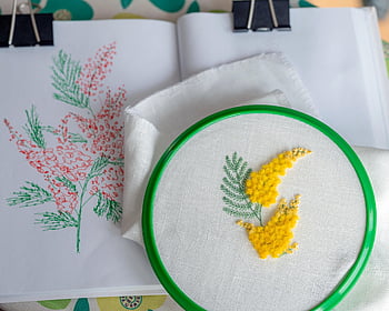 flower, embroidery, needlework, the Hoop, a Thread, volumetric Embroidery, mimosa, pattern, sewing, craft, hobby