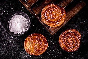 food, bread, flat Lay, pastry, baked, baked Goods, sugar, bowl, snack, dessert, tasty