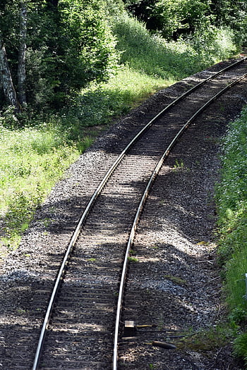 railway Tracks, railway Rails, rails, railroad Tracks, railway Line, railroad Track, gravel, left Turn, overgrown