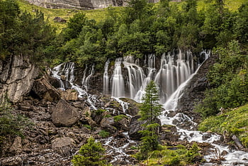 vandfald, natur, rejse, udforskning, udendørs, torrent, sten, klippe, Alperne