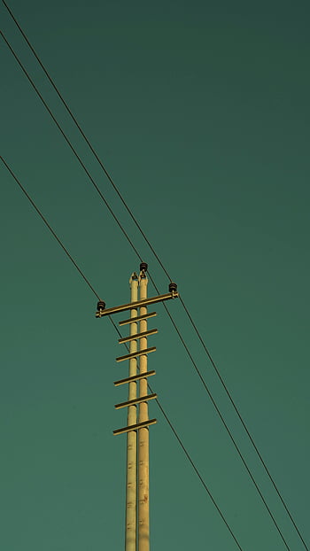 užitný pól, elektrické dráty, elektrické vedení, čisté nebe, Minimalistický pohled, jednoduchost, struktura, zelená obloha, infrastruktura, distribuce energie, minimalistické fotografie