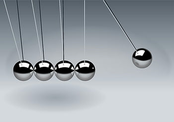 Newton's Cradle, gray, close-up, photography, dynamic, motion, reflection, physics, concepts, metal balls, pendulum