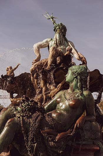 neptune fontána, fontána, sochařství, Berlín, socha, Neptune, žena, historický, mezník, park, Německo