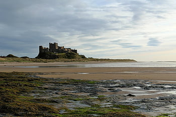 Northumberland, architektura, hrad, bamburgh, Příroda, pobřeží, pláž, ráno, krajina, pevnost, Dějiny