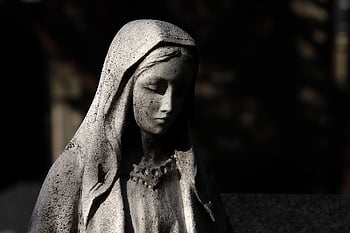 Virgem Maria, estátua, cemitério, cristandade, fé, religião, mulher, fêmea, escultura