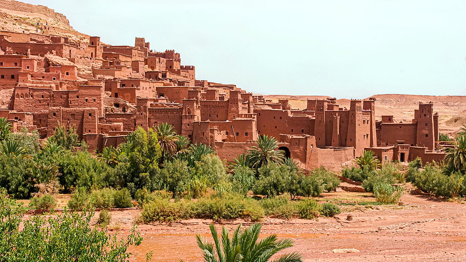 ait benhaddou, UNESCO verdensarvssted, Marokko ørkenen, gamle by, historisk sted, ørkenarkitektur, marokkanske kultur, traditionel befæstning, kasbah, Palmer, ørken oase