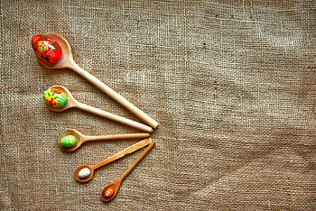 easter, easter Eggs, egg, colorful, spring, spoon, red, nature, yellow, green, orange