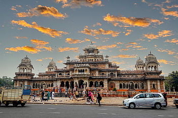 アルバートホール博物館、 ジャイプール、 インド、 ラージャスターン州、 建築、 観光の名所、 空、 ツーリスト、 文化