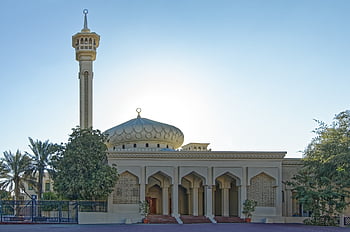 du en e, dubai, Al Fahidi, historiske distrikt, Al Farooq-moskeen, moské, minareter, arkitektur, bygning, Religion, islam