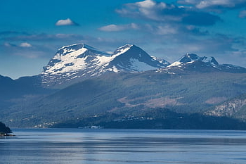 mountains, fjord, norway, scandinavia, landscape, nature, water, clouds, panorama