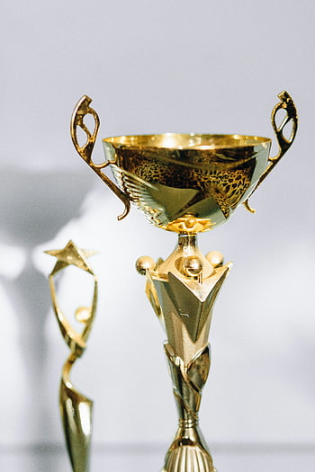 zlatá trofej, detailní fotografie, Zlaté trofeje, elegance, úspěch, Dobře osvětlené nastavení, Trophy Awards, zlatý pohár, Trophy Design, Podrobnosti o trofejí, Trophy Showcase