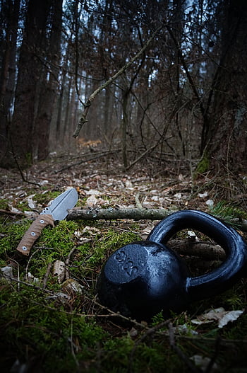 knife, kettlebell, wild, forest, nature, background, wilderness, wood, adventure, compass, travel