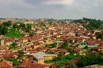 Abeokuta, Nigeria, rustic rooftops, aerial view, greenery, houses, building roofs, top view, rustic houses, building rooftops, cityscape