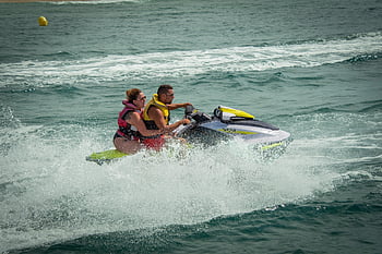 pár, vodní skútr, skútr, oceán, vodní skútry, vodní sporty, plavidlo, dovolená, moře, Vodní sporty pozadí, osoba