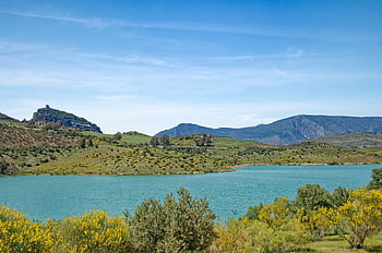 Spagna, andalusia, Provincia di Cadice, natura, Reservoir Zahara-El Gastor, serbatoio, zahara de la sierra, El Gasto, acqua, paesaggio, montagne