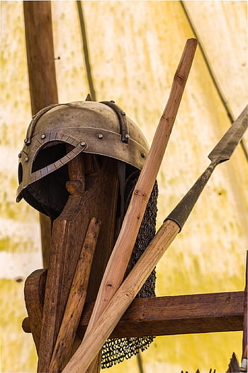 helm, pejuang, senjata, museum, tulang rusuk, Denmark, Viking, tombak