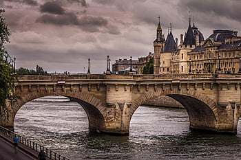 řeka, dědictví, starý most, obloukový most, kamenný most, historický, město, seine, pont-neuf, Paříž, Francie