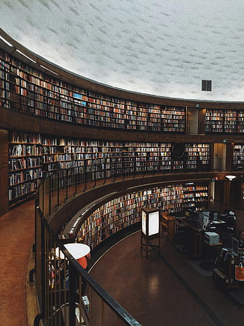 circular library, bookshelves, knowledge, tranquility, brown wooden shelf, books, stunning library, endless bookshelves, reading space, library interior, circular bookshelves