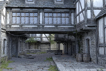 middle Ages, half-timbered House, village, road, historic Center, building, architecture, historical, truss, house, downtown